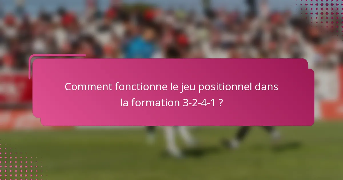 Comment fonctionne le jeu positionnel dans la formation 3-2-4-1 ?
