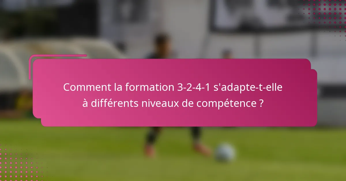 Comment la formation 3-2-4-1 s'adapte-t-elle à différents niveaux de compétence ?