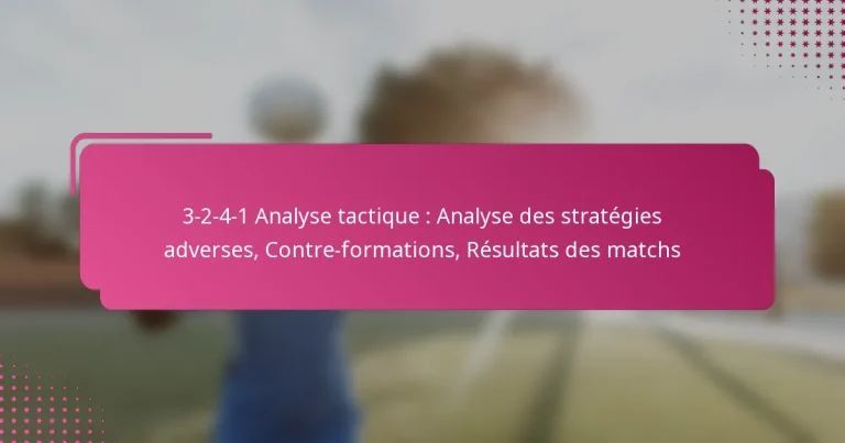 3-2-4-1 Analyse tactique : Analyse des stratégies adverses, Contre-formations, Résultats des matchs