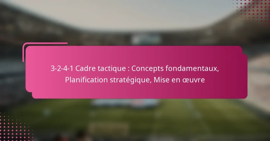 3-2-4-1 Cadre tactique : Concepts fondamentaux, Planification stratégique, Mise en œuvre