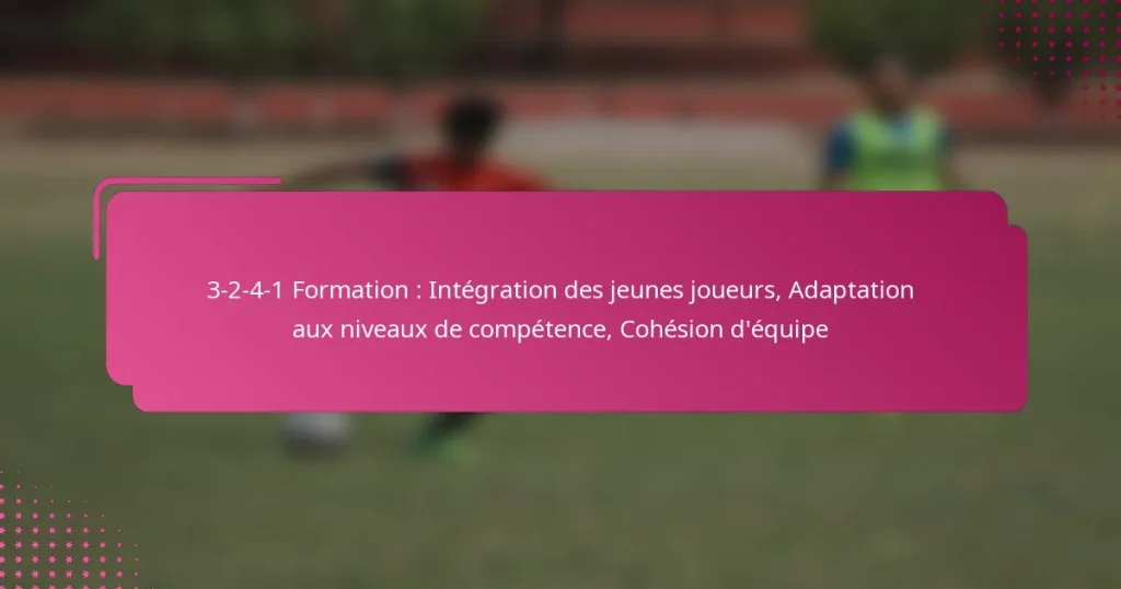 3-2-4-1 Formation : Intégration des jeunes joueurs, Adaptation aux niveaux de compétence, Cohésion d’équipe