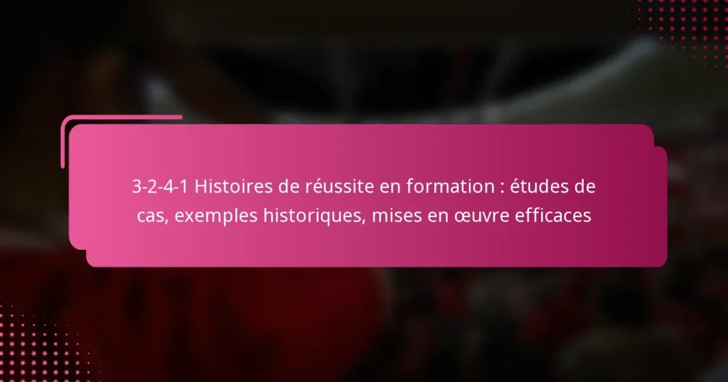3-2-4-1 Histoires de réussite en formation : études de cas, exemples historiques, mises en œuvre efficaces