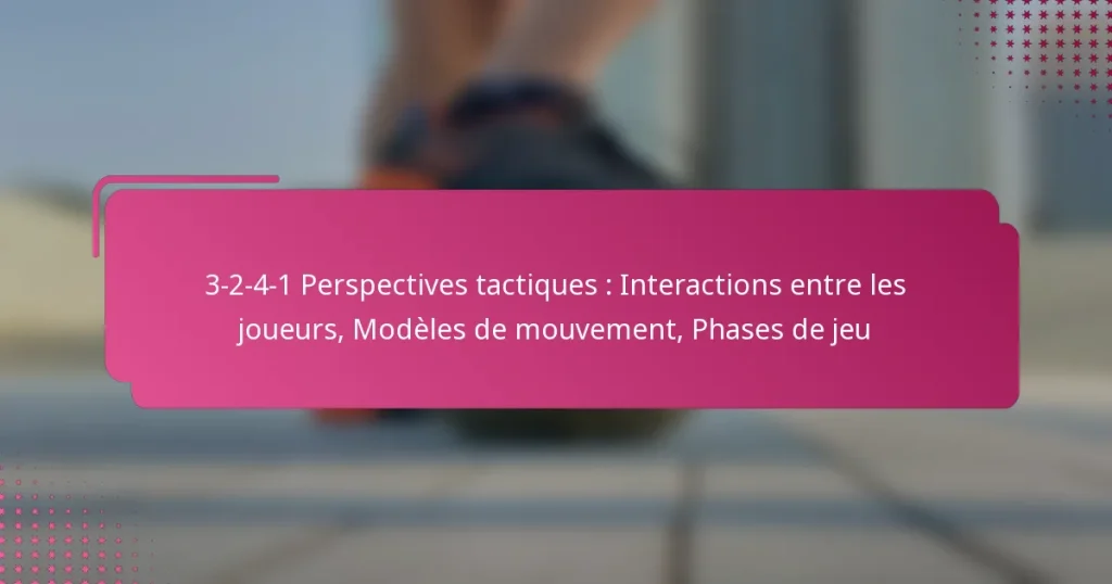 3-2-4-1 Perspectives tactiques : Interactions entre les joueurs, Modèles de mouvement, Phases de jeu