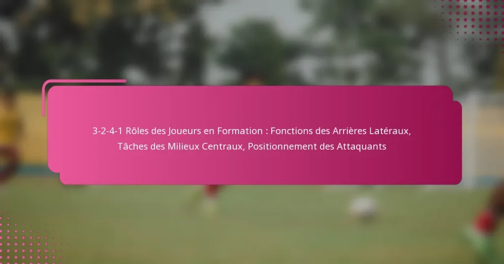 3-2-4-1 Rôles des Joueurs en Formation : Fonctions des Arrières Latéraux, Tâches des Milieux Centraux, Positionnement des Attaquants