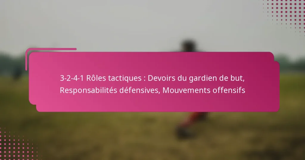 3-2-4-1 Rôles tactiques : Devoirs du gardien de but, Responsabilités défensives, Mouvements offensifs