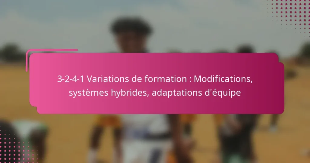 3-2-4-1 Variations de formation : Modifications, systèmes hybrides, adaptations d’équipe