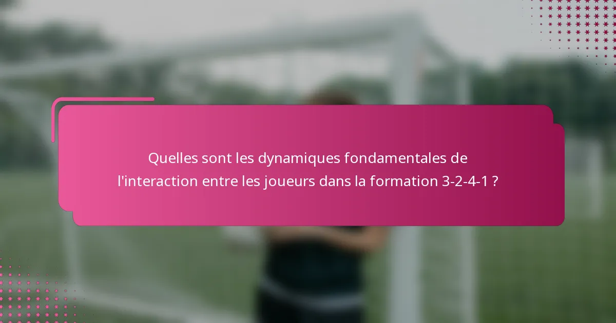 Quelles sont les dynamiques fondamentales de l'interaction entre les joueurs dans la formation 3-2-4-1 ?