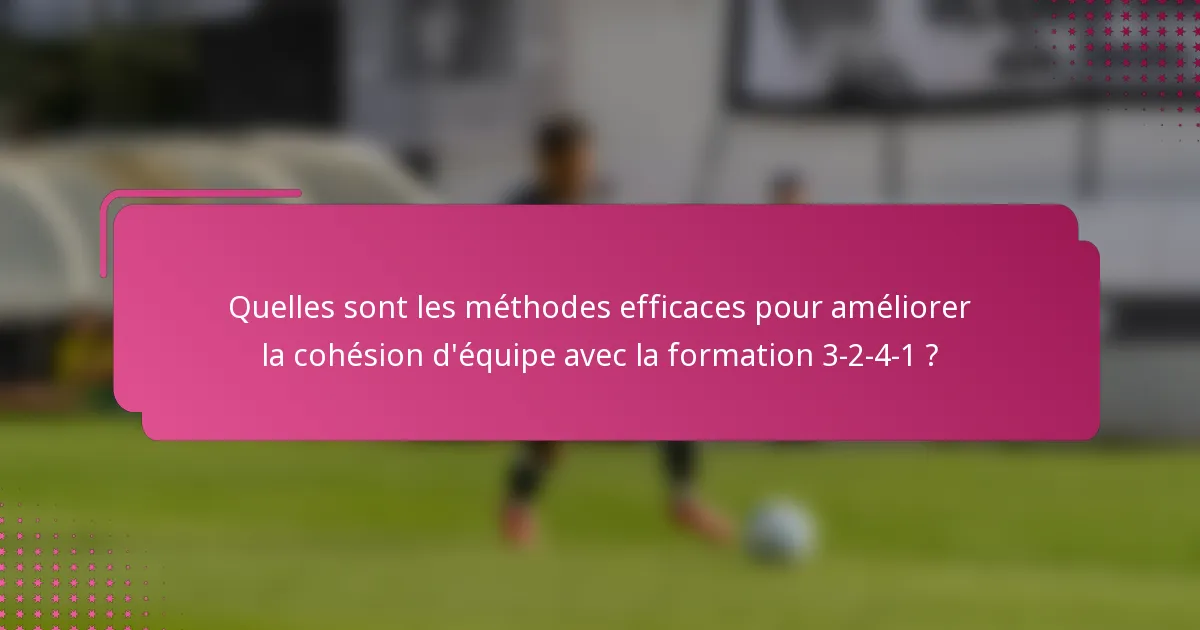 Quelles sont les méthodes efficaces pour améliorer la cohésion d'équipe avec la formation 3-2-4-1 ?