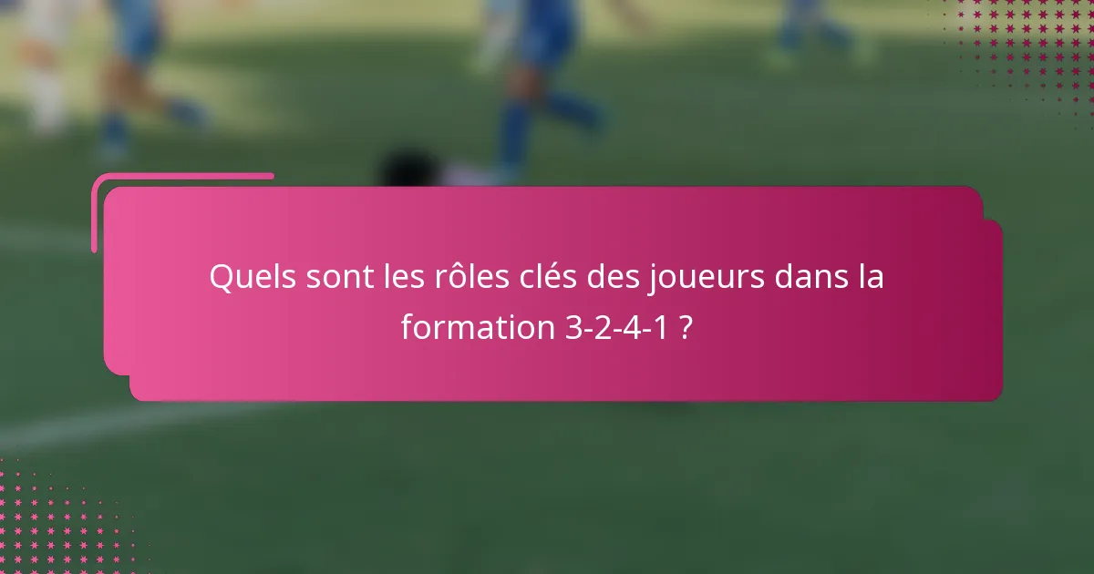 Quels sont les rôles clés des joueurs dans la formation 3-2-4-1 ?